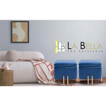 2X Storage Ottoman Foot Stool Cube Tuffet Seat 45cm PU Leather BLUE - Furniture > Bedroom