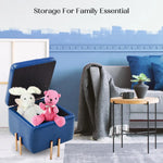 2X Storage Ottoman Foot Stool Cube Tuffet Seat 45cm PU Leather BLUE - Furniture > Bedroom