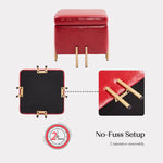 2X Storage Ottoman Foot Stool Cube Tuffet Seat 45cm PU Leather RED - Furniture > Bedroom