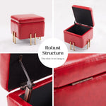 2X Storage Ottoman Foot Stool Cube Tuffet Seat 45cm PU Leather RED - Furniture > Bedroom
