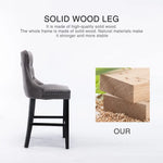 2X Velvet Bar Stools with Studs Trim Wooden Legs Tufted Dining Chairs Kitchen - Furniture > Bar Stools & Chairs > Table