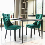 2x Velvet Dining Chairs- Green - Furniture > Bar Stools & Chairs