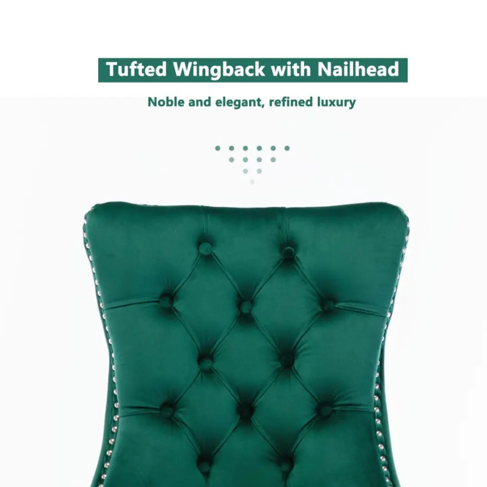 2x Velvet Dining Chairs- Green - Furniture > Bar Stools & Chairs