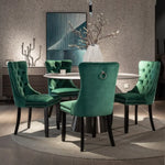 2x Velvet Dining Chairs- Green - Furniture > Bar Stools & Chairs