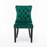 2x Velvet Dining Chairs- Green - Furniture > Bar Stools & Chairs