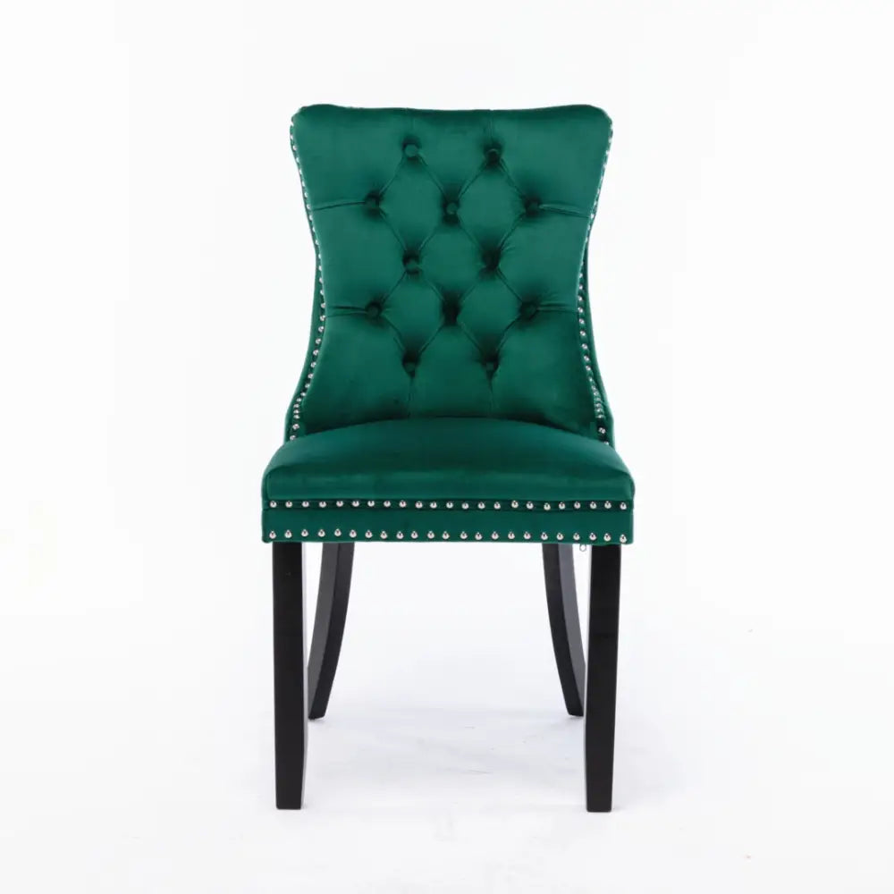 2x Velvet Dining Chairs- Green - Furniture > Bar Stools & Chairs