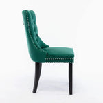 2x Velvet Dining Chairs- Green - Furniture > Bar Stools & Chairs
