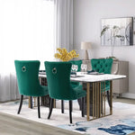 2x Velvet Dining Chairs- Green - Furniture > Bar Stools & Chairs
