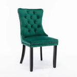 2x Velvet Dining Chairs- Green - Furniture > Bar Stools & Chairs