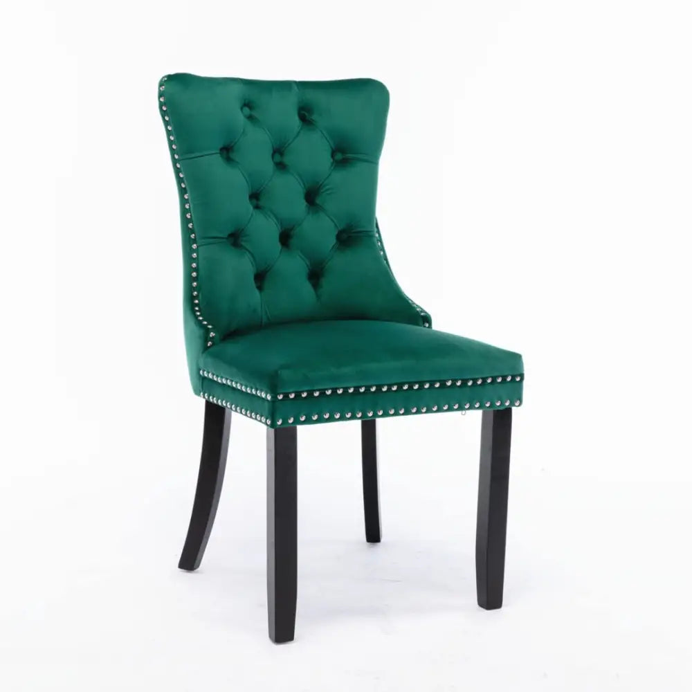 2x Velvet Dining Chairs- Green - Furniture > Bar Stools & Chairs