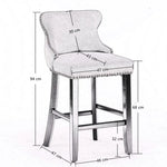 2x Velvet Upholstered Button Tufted Bar Stools with Wood Legs and Studs-Black - Furniture > Bar Stools & Chairs > Table