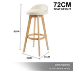 2X Wood Bar Stool Dining Chair Fabric LEILA 72cm BEIGE - Furniture > Bar Stools & Chairs > Table & Bar Stools