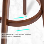2X Wooden Bar Stool Dining Chair Leather LEILA 72cm BLACK BROWN - Furniture > Bar Stools & Chairs > Table & Bar Stools