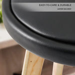 2X Wooden Bar Stool Dining Chair Leather LEILA 72cm BLACK - Furniture > Bar Stools & Chairs > Table & Bar Stools
