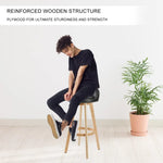 2X Wooden Bar Stool Dining Chair Leather LEILA 72cm BLACK - Furniture > Bar Stools & Chairs > Table & Bar Stools