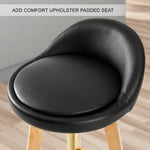 2X Wooden Bar Stool Dining Chair Leather LEILA 72cm BLACK - Furniture > Bar Stools & Chairs > Table & Bar Stools
