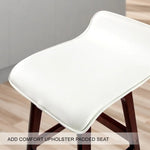 2X Wooden Bar Stool Dining Chair Leather SOPHIA 65cm WHITE BROWN - Furniture > Bar Stools & Chairs > Table & Bar Stools