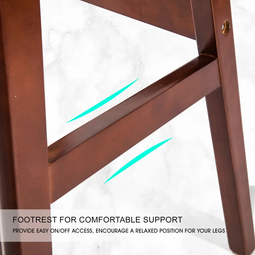 2X Wooden Bar Stool Dining Chair Leather SOPHIA 65cm WHITE BROWN - Furniture > Bar Stools & Chairs > Table & Bar Stools