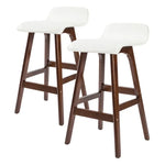 2X Wooden Bar Stool Dining Chair Leather SOPHIA 65cm WHITE BROWN - Furniture > Bar Stools & Chairs > Table & Bar Stools