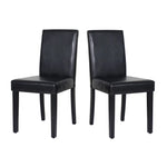 2x Wooden Frame Black Leatherette Dining Chairs with Solid Pine Legs - Furniture > Dining