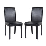2x Wooden Frame Black Leatherette Dining Chairs with Solid Pine Legs - Furniture > Dining