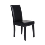 2x Wooden Frame Black Leatherette Dining Chairs with Solid Pine Legs - Furniture > Dining