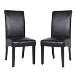 2x Wooden Frame Black Leatherette Dining Chairs with Solid Pine Legs - Furniture > Dining