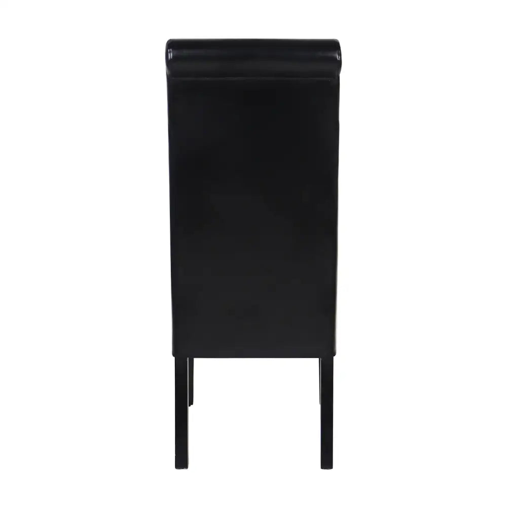 2x Wooden Frame Black Leatherette Dining Chairs with Solid Pine Legs - Furniture > Dining