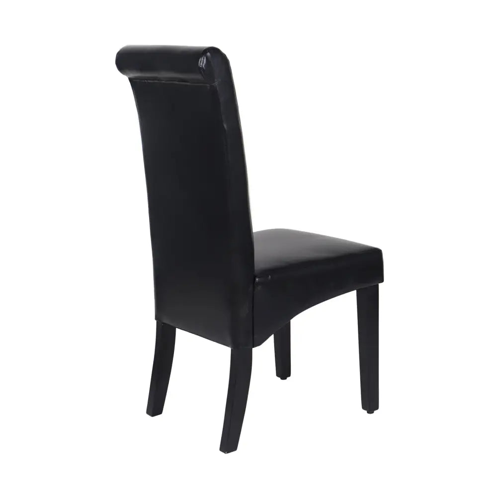 2x Wooden Frame Black Leatherette Dining Chairs with Solid Pine Legs - Furniture > Dining