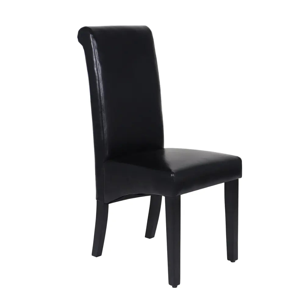 2x Wooden Frame Black Leatherette Dining Chairs with Solid Pine Legs - Furniture > Dining