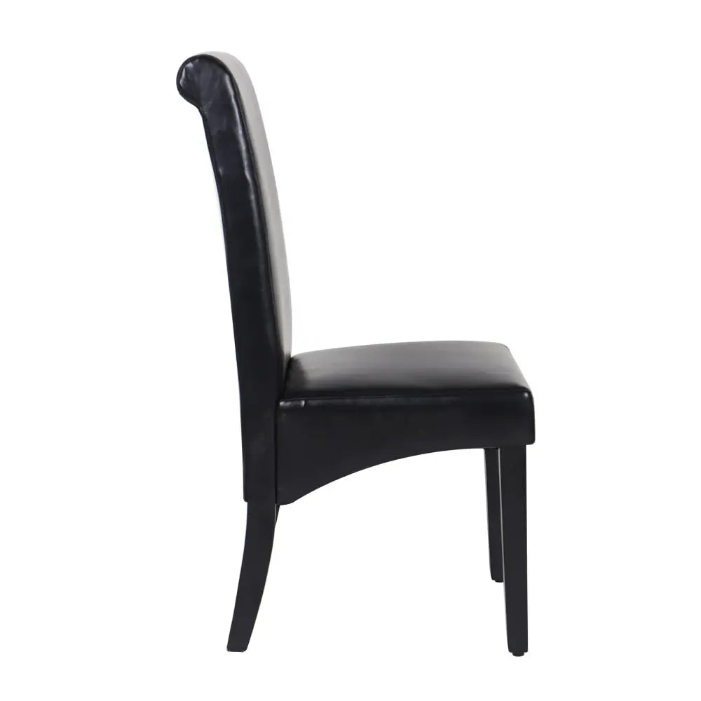 2x Wooden Frame Black Leatherette Dining Chairs with Solid Pine Legs - Furniture > Dining