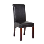 2x Wooden Frame Brown Leatherette Dining Chairs with Solid Pine Legs - Furniture > Dining