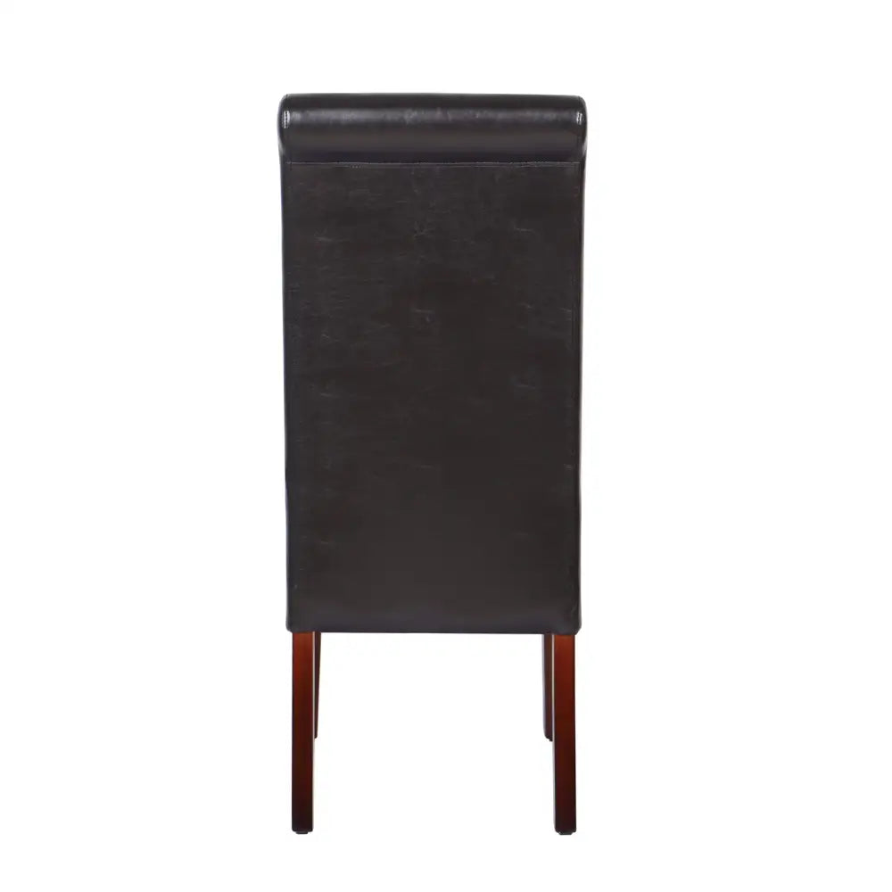2x Wooden Frame Brown Leatherette Dining Chairs with Solid Pine Legs - Furniture > Dining
