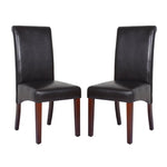 2x Wooden Frame Brown Leatherette Dining Chairs with Solid Pine Legs - Furniture > Dining