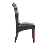 2x Wooden Frame Brown Leatherette Dining Chairs with Solid Pine Legs - Furniture > Dining