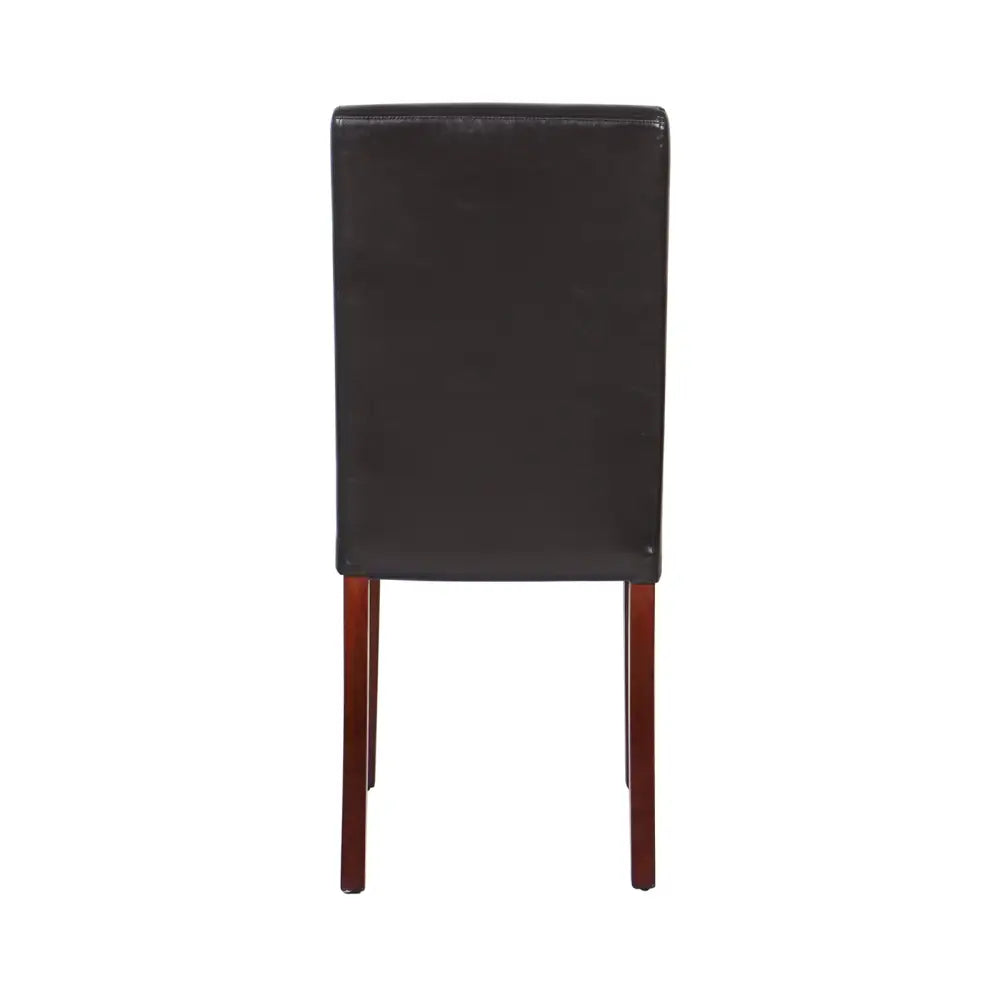 2x Wooden Frame Brown Leatherette Dining Chairs with Solid Pine Legs - Furniture > Dining