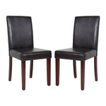 2x Wooden Frame Brown Leatherette Dining Chairs with Solid Pine Legs - Furniture > Dining