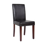 2x Wooden Frame Brown Leatherette Dining Chairs with Solid Pine Legs - Furniture > Dining