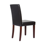 2x Wooden Frame Brown Leatherette Dining Chairs with Solid Pine Legs - Furniture > Dining