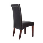 2x Wooden Frame Brown Leatherette Dining Chairs with Solid Pine Legs - Furniture > Dining