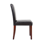 2x Wooden Frame Brown Leatherette Dining Chairs with Solid Pine Legs - Furniture > Dining