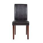 2x Wooden Frame Brown Leatherette Dining Chairs with Solid Pine Legs - Furniture > Dining