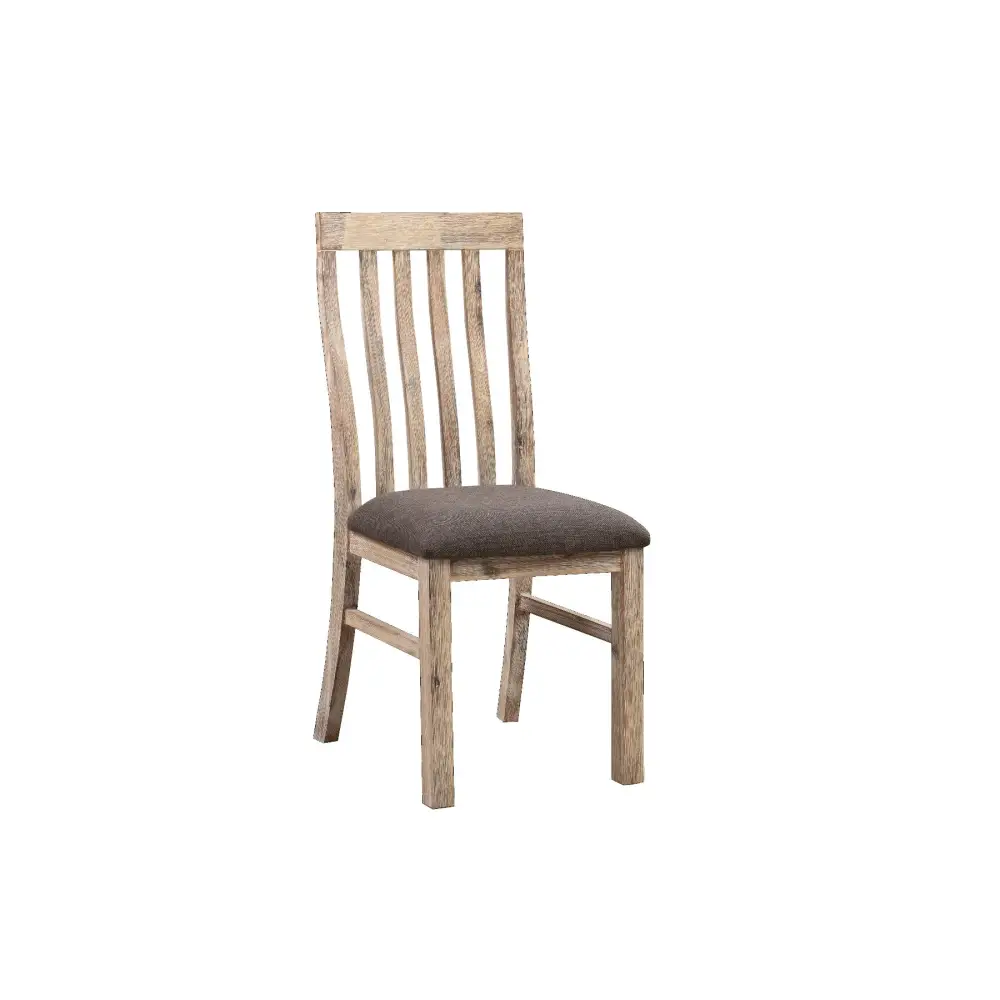 2x Wooden Frame Leatherette in Solid Acacia Wood & Veneer Dining Chairs in Oak Colour - Furniture > Dining
