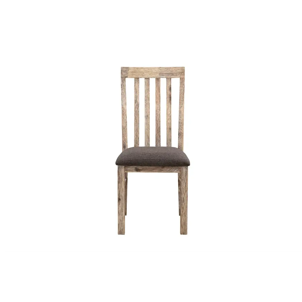 2x Wooden Frame Leatherette in Solid Acacia Wood & Veneer Dining Chairs in Oak Colour - Furniture > Dining