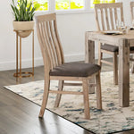 2x Wooden Frame Leatherette in Solid Acacia Wood & Veneer Dining Chairs in Oak Colour - Furniture > Dining