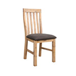2x Wooden Frame Leatherette in Solid Wood Acacia & Veneer Dining Chairs in Oak Colour - Furniture > Dining