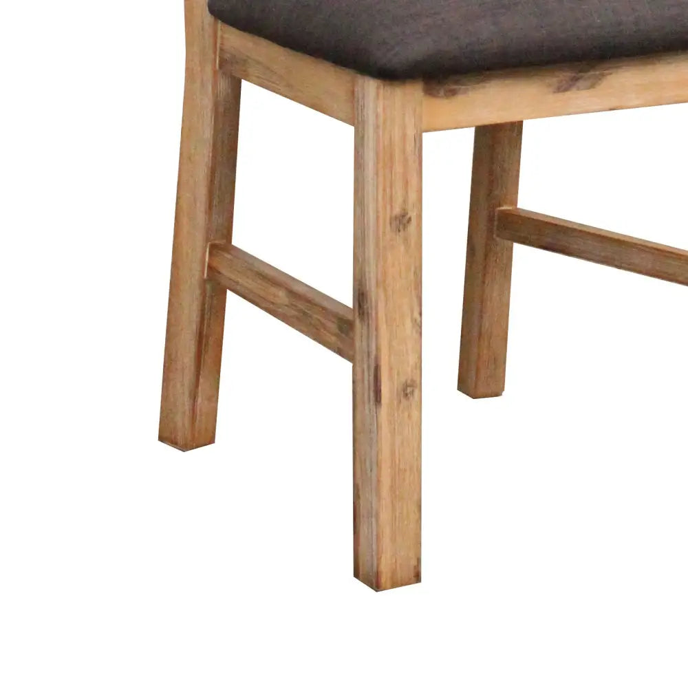 2x Wooden Frame Leatherette in Solid Wood Acacia & Veneer Dining Chairs in Oak Colour - Furniture > Dining