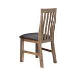 2x Wooden Frame Leatherette in Solid Wood Acacia & Veneer Dining Chairs in Oak Colour - Furniture > Dining