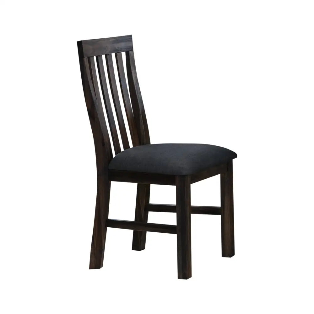 2x Wooden Frame Leatherette in Solid Wood Acacia & Veneer Dining Chairs in Chocolate Colour - Furniture > Dining