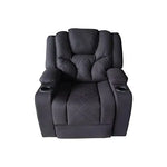 3 + 1 + 1 Seater Electric Recliner Stylish Rhino Fabric Black Lounge Armchair with LED Features - Furniture > Bar